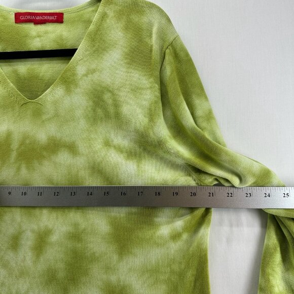 Gloria Vanderbilt Knitted Top Women XL V-Neck Long Sleeve Pullover Tie Dye Green - Picture 7 of 10